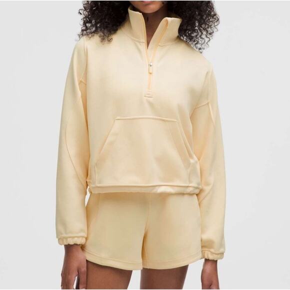 Lululemon Size 6 Brushed Softstreme Half Zip Butter Cream Oversized Peloton - Picture 1 of 5